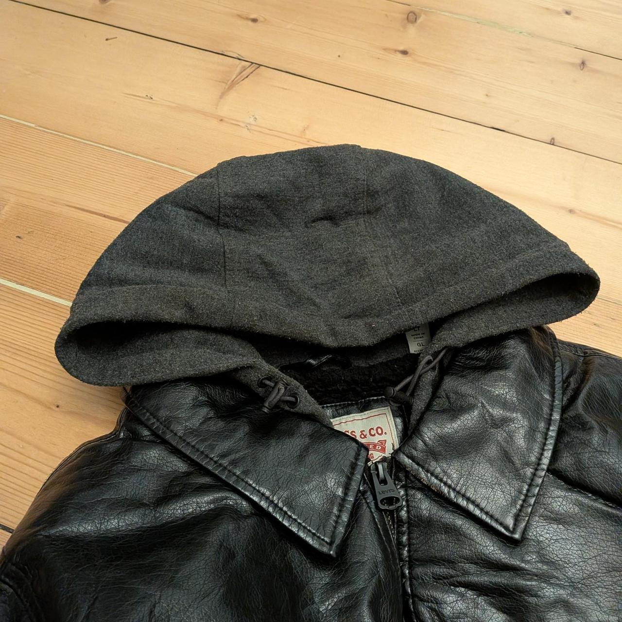 Levis Faux Leather Hoodie Jacket (XL)