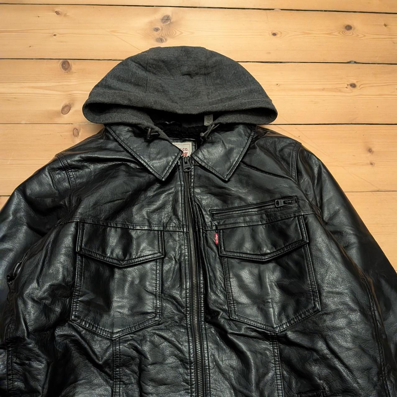 Levis Faux Leather Hoodie Jacket (XL)