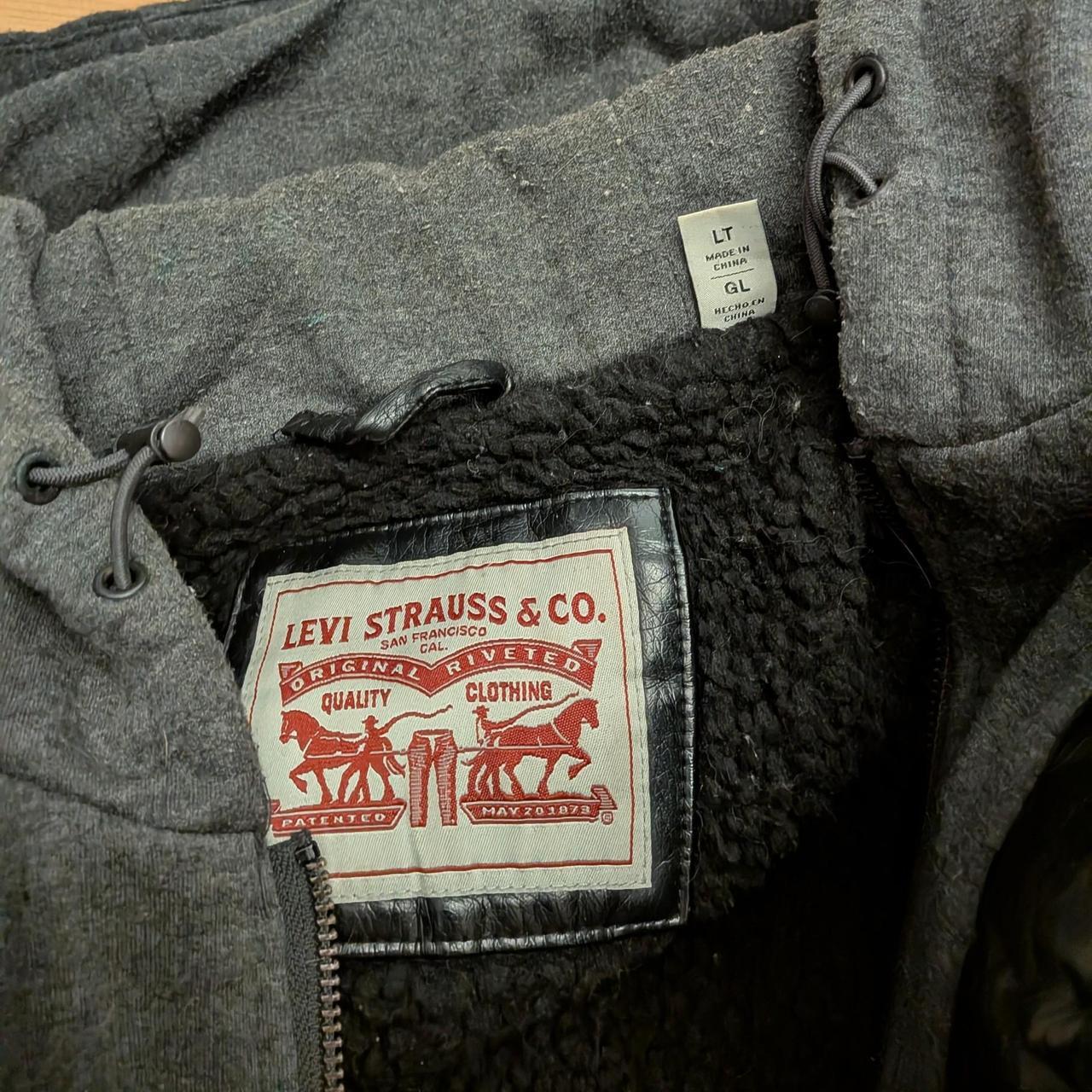 Levis Faux Leather Hoodie Jacket (XL)