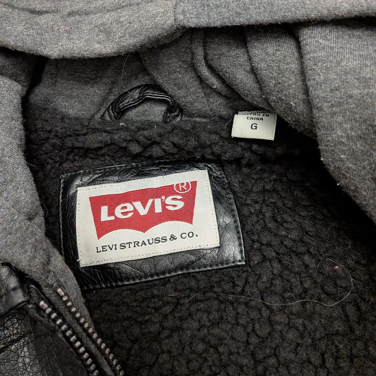 Levis Faux Leather Hoodie Jacket (L)