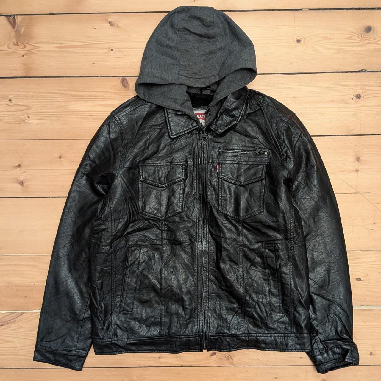 Levis Faux Leather Hoodie Jacket (L)