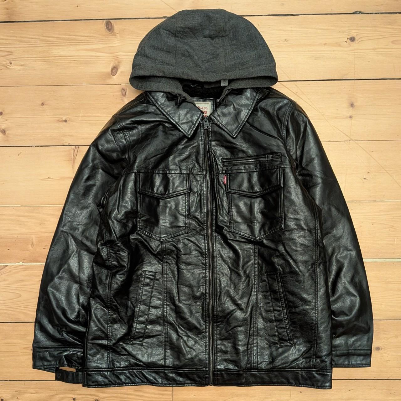 Levis Faux Leather Hoodie Jacket (XL)